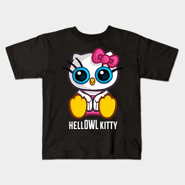 Hell-OWL_kitty Kids T-Shirt by RemcoBakker